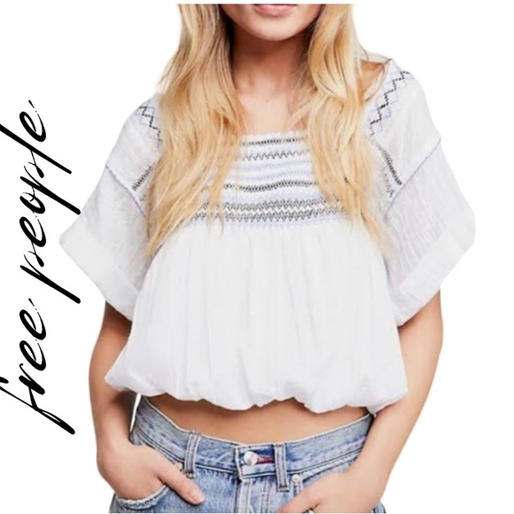 Free People Tops - Free people wandering skies smocked top